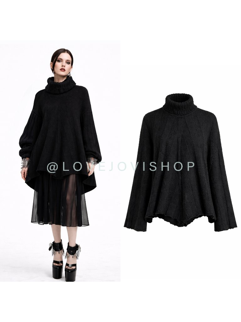 Avant Garde | Boyarovskaya Luxury Alpaca Merino Wool Blend Sweater Poncho Black